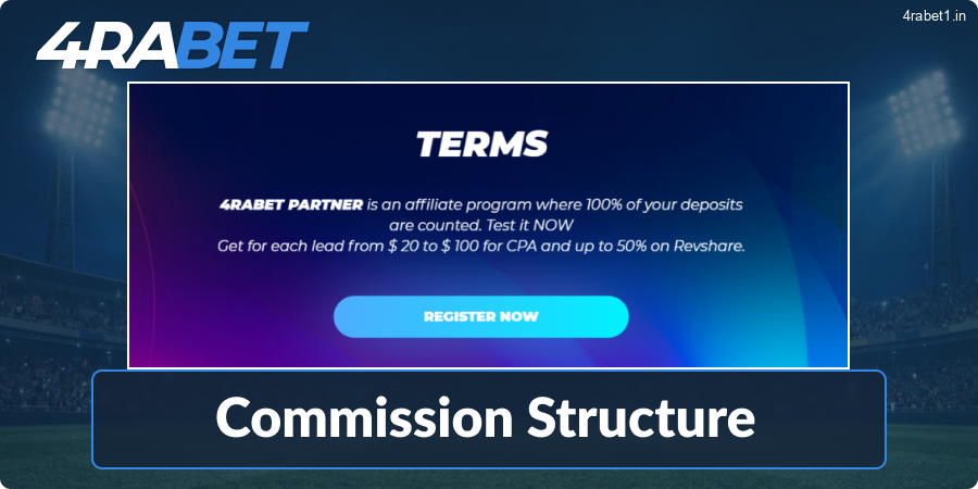 The 4rabet affiliate commission structure