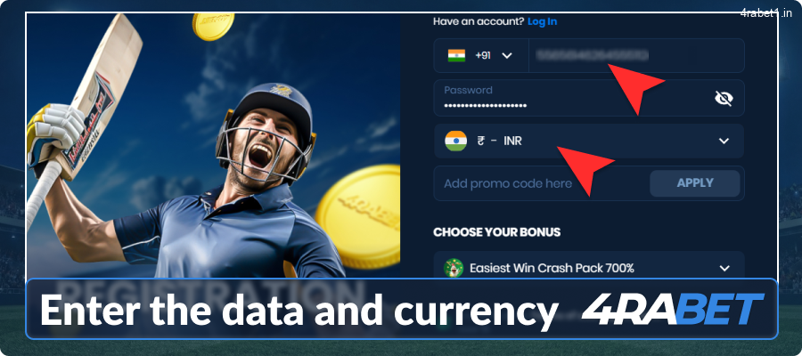 Enter the data and select the INR currency