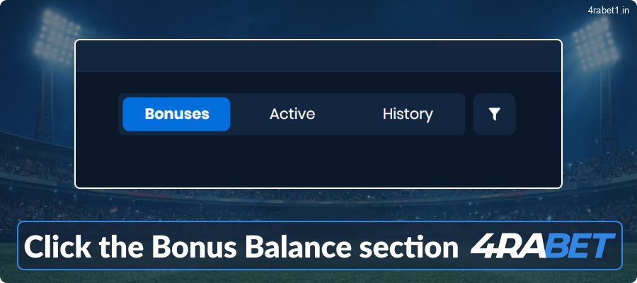 Click the Bonus Balance section in 4rabet menu