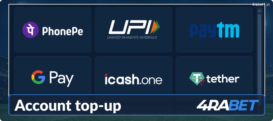 Top up your balance at 4rabet IN